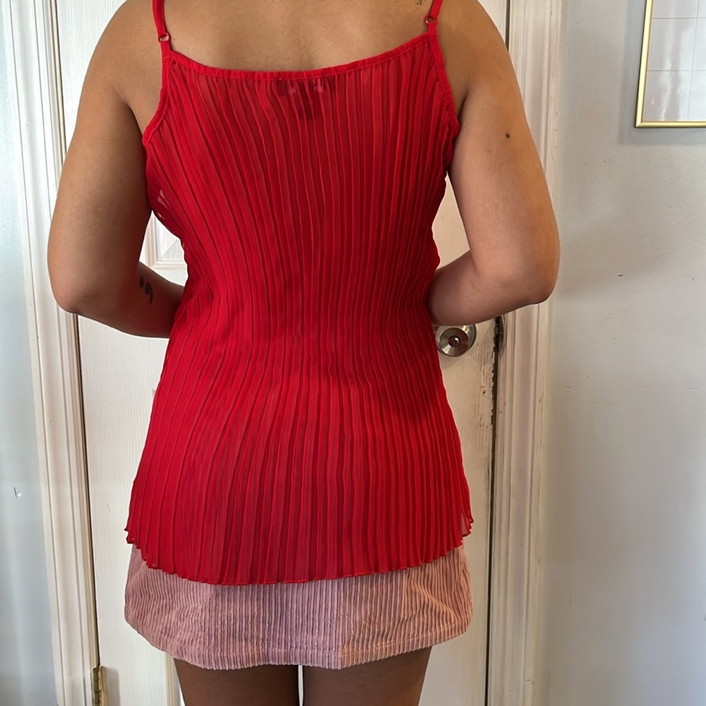 IKY Me Red Sheer Pleaded Top - Picture 9 of 9